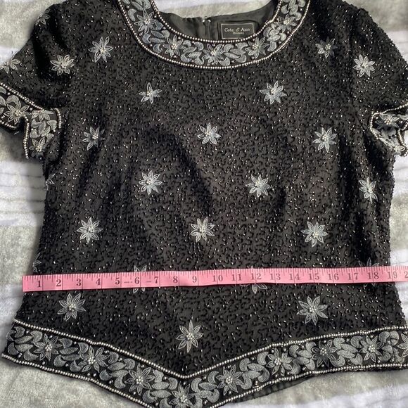 Cote d’ Azur Black Sequined Cocktail Top Size XL Formal wear - Picture 10 of 12